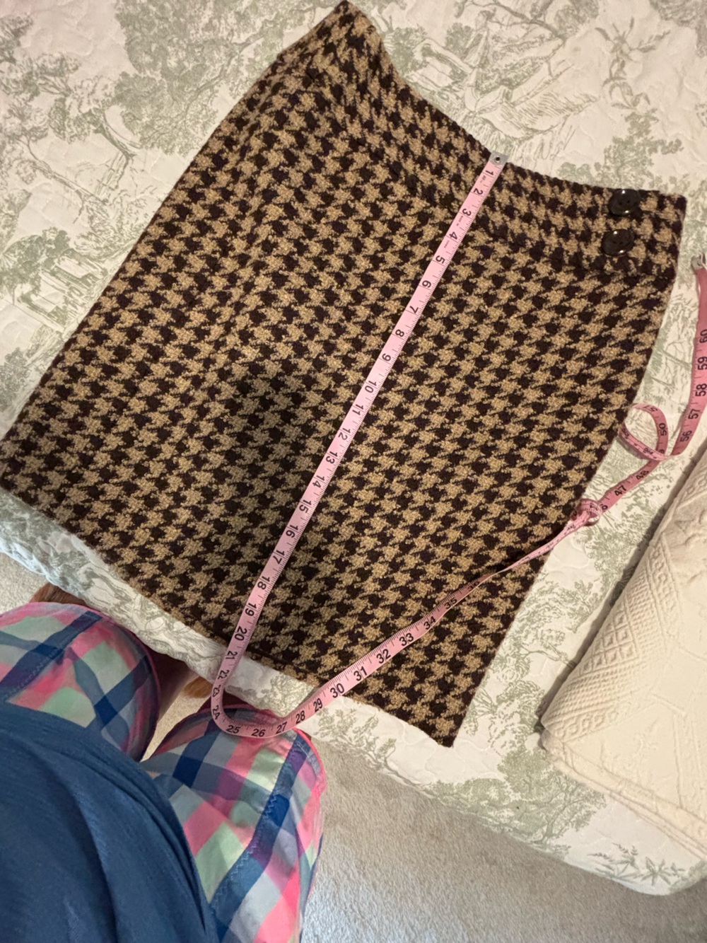 Ann Taylor sz 6 brown beige Houndstooth skirt boucle textured classic preppy - Picture 8 of 11